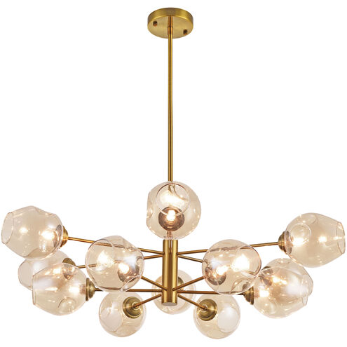 Abii 12 Light 33 inch Vintage Bronze Chandelier Ceiling Light in Champagne, Vintage Brass