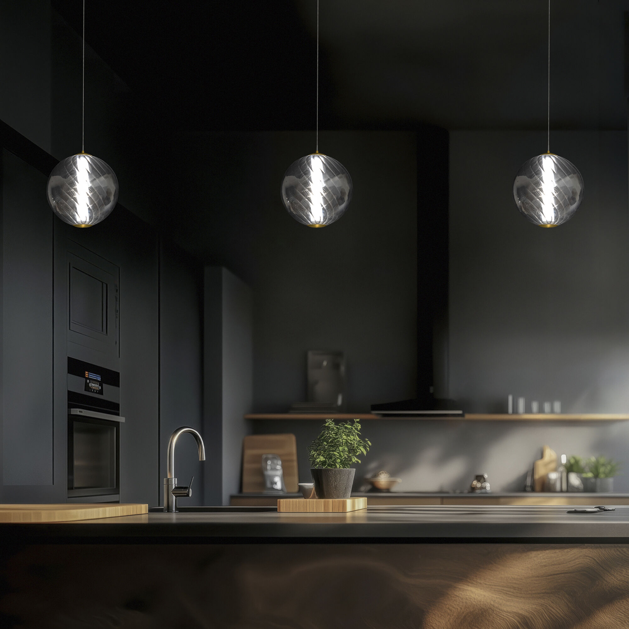 Swirly LED 9.9 inch Smoke Glass and Aged Brass Indoor Hanging Lighting Ceiling Light in 4000K