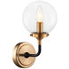 Particles Wall Sconce Wall Light in Aged Gold Brass and Clear