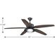 Montague 60 inch Forged Black with Toasted Oak Blades Indoor/Outdoor Ceiling Fan, Progress LED