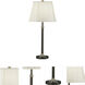 Bruno 26 inch 150 watt Lead Bronze with Ebonized Nickel Table Lamp Portable Light in Ivory Microfiber Empire