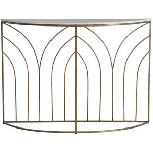 Valera 48 X 14 inch Antique Aged Brass / White Banswara Marble Console Table