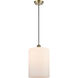 Ballston Large Cobbleskill LED 9 inch Antique Brass Mini Pendant Ceiling Light in Matte White Glass, Ballston