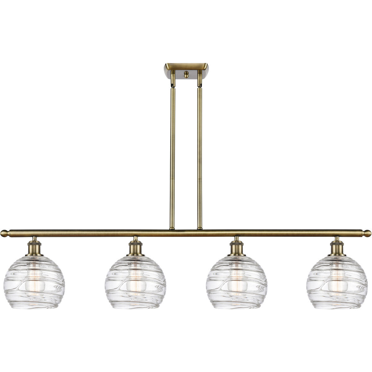 Ballston Deco Swirl 4 Light 48 inch Antique Brass Island Light Ceiling Light, Ballston