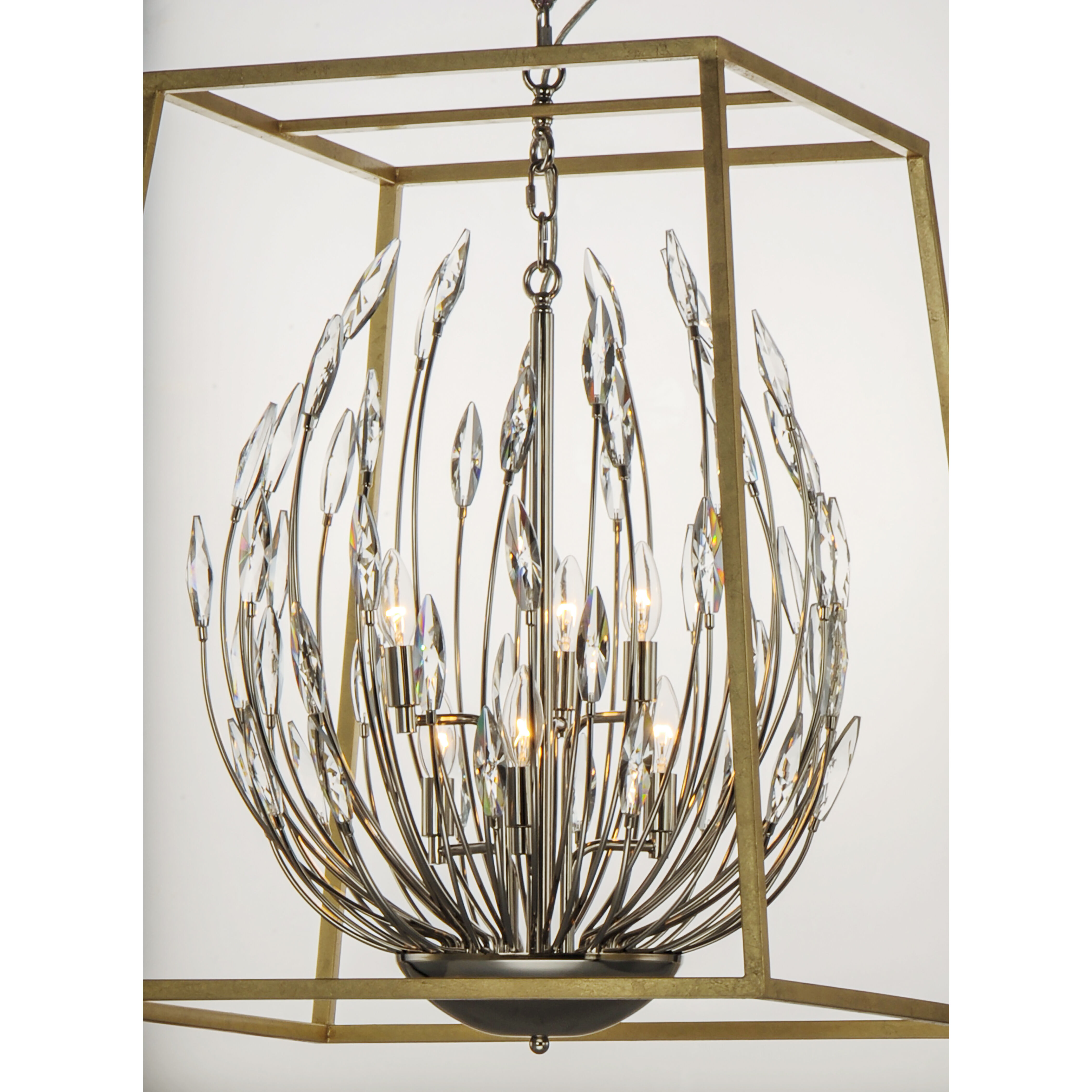Bouquet 6 Light 24.5 inch Polished Nickel/Gold Leaf Multi-Light Pendant Ceiling Light
