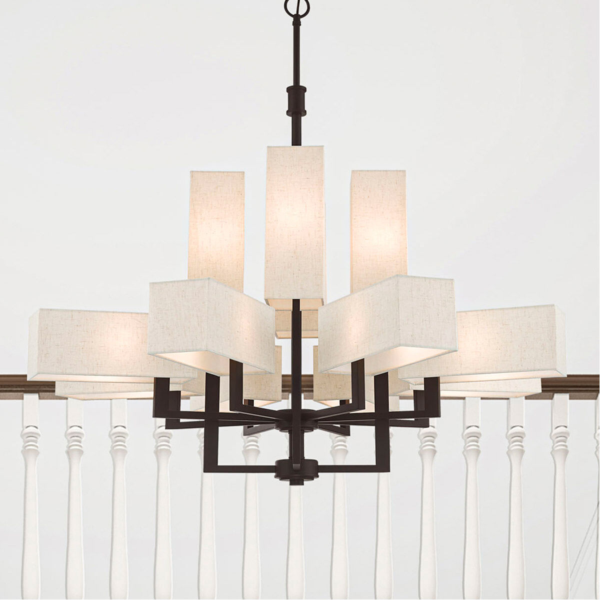 Rubix 12 Light 44 inch Bronze Foyer Chandelier Ceiling Light