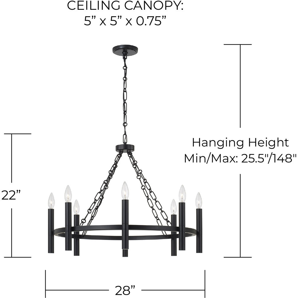 Winton 8 Light 28 inch Matte Black Chandelier Ceiling Light