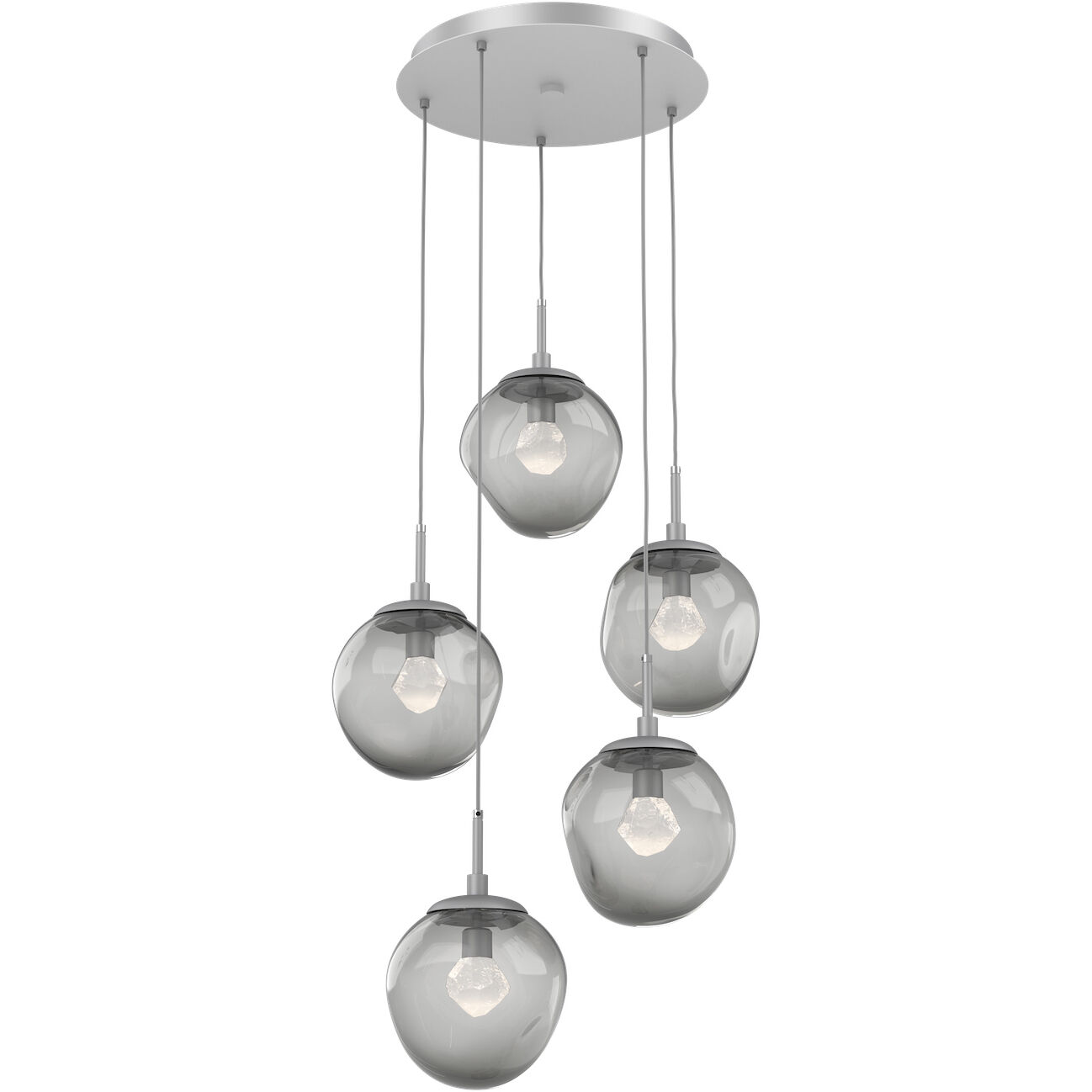 Aster LED LED Classic Silver Chandelier Ceiling Light, Round Multi-Pendant