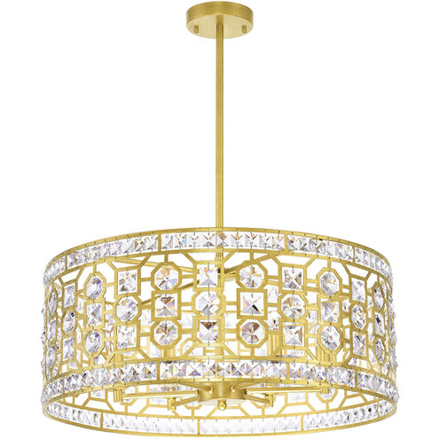 Belinda 6 Light 23 inch Champagne Drum Shade Chandelier Ceiling Light