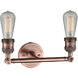Franklin Restoration Bare Bulb 2 Light 11 inch Antique Copper Bath Vanity Light Wall Light, Franklin Restoration