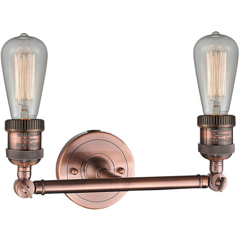 Franklin Restoration Bare Bulb LED 11 inch Antique Copper Bath Vanity Light Wall Light