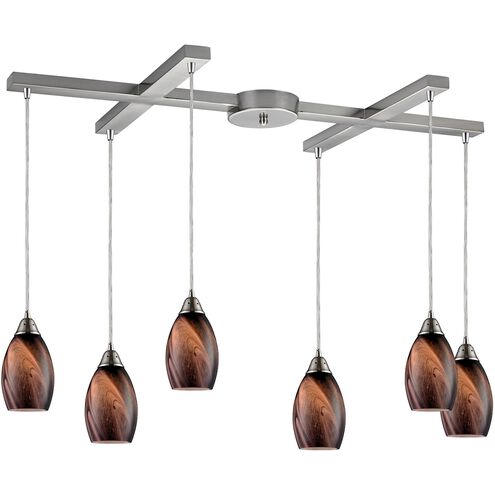 Formations 6 Light 33 inch Satin Nickel Multi Pendant Ceiling Light in Ashflow, Incandescent, Light Bar, Configurable