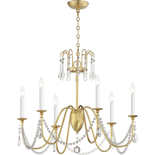 Plumette 6 Light 28 inch Gold Leaf Chandelier Ceiling Light 