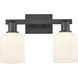 Downtown Urban Bridal Veil 2 Light 16 inch Matte Black Bath Vanity Light Wall Light in Gloss White Glass