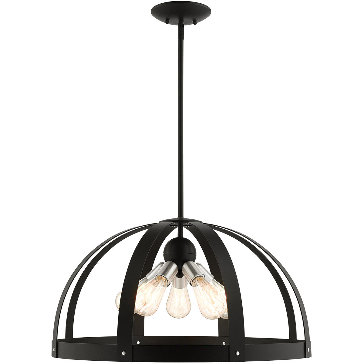 Stoneridge 5 Light 24 inch Textured Black Pendant Chandelier Ceiling Light