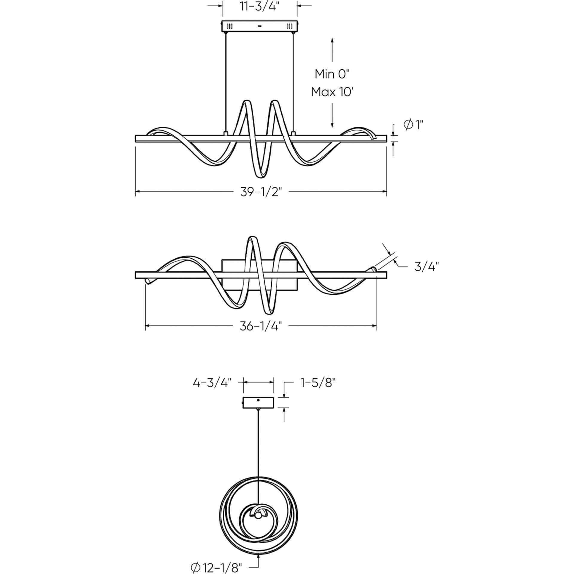 Spin 1 Light 11.8 inch Black Pendant Ceiling Light