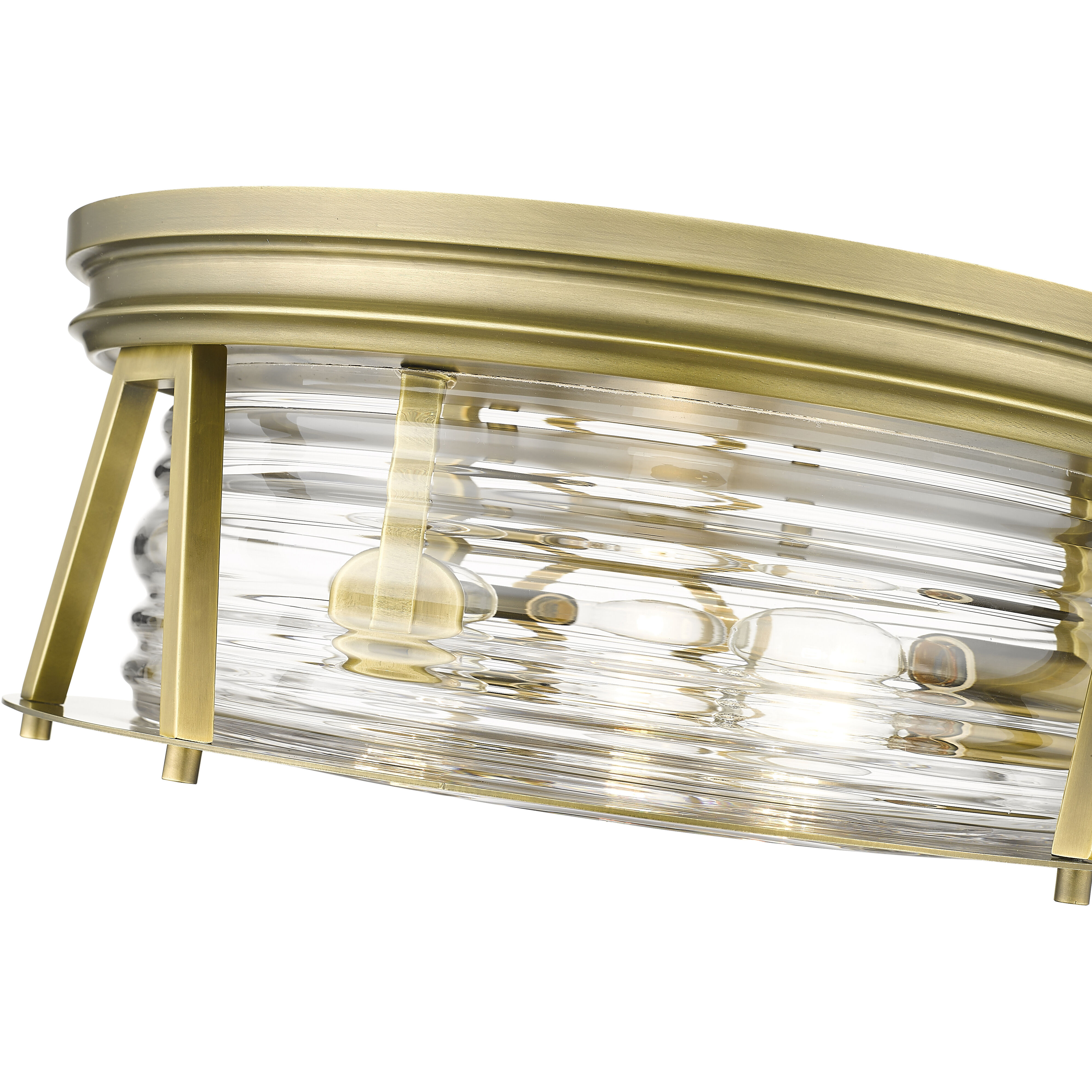 Cape Harbor 3 Light 16 inch Rubbed Brass Flush Mount Ceiling Light