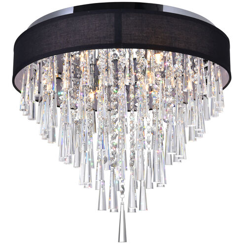 Franca 8 Light 22 inch Chrome Drum Shade Flush Mount Ceiling Light in Black