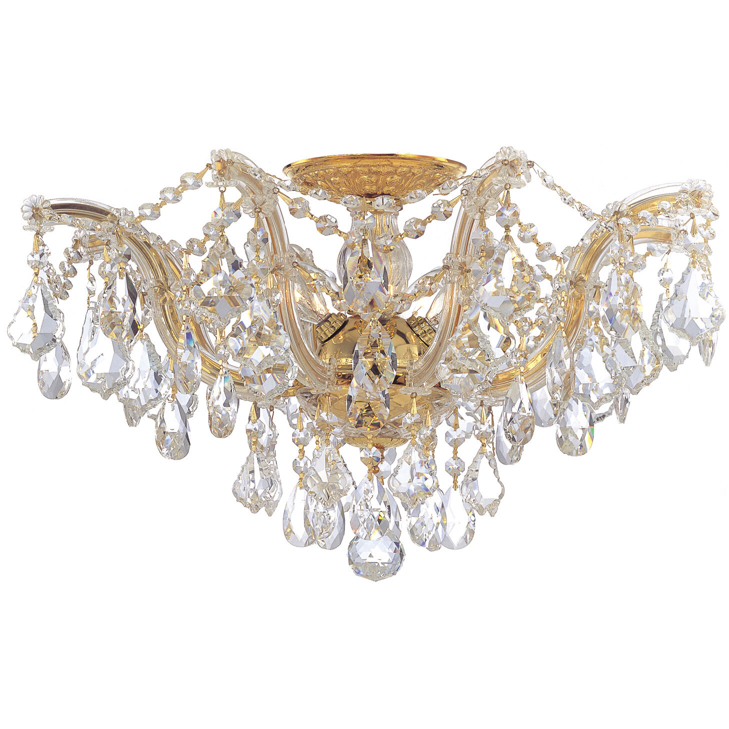 Maria Theresa 5 Light 19 inch Gold Semi Flush Ceiling Light in Clear Hand Cut