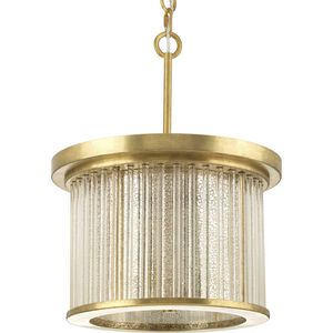 Point Dume™ Sequit Point 3 Light 14 inch Brushed Brass Semi-Flush Convertible Ceiling Light, Design Series