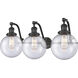 Franklin Restoration Large Beacon 3 Light 28 inch Oil Rubbed Bronze Bath Vanity Light Wall Light in Seedy Glass, Franklin Restoration