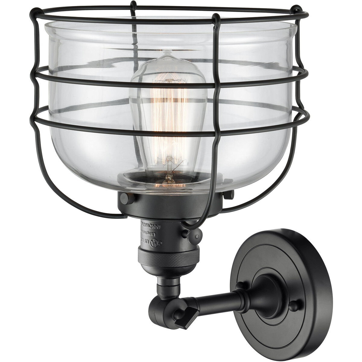 Franklin Restoration Large Bell Cage LED 9 inch Matte Black Sconce Wall Light, Franklin Restoration