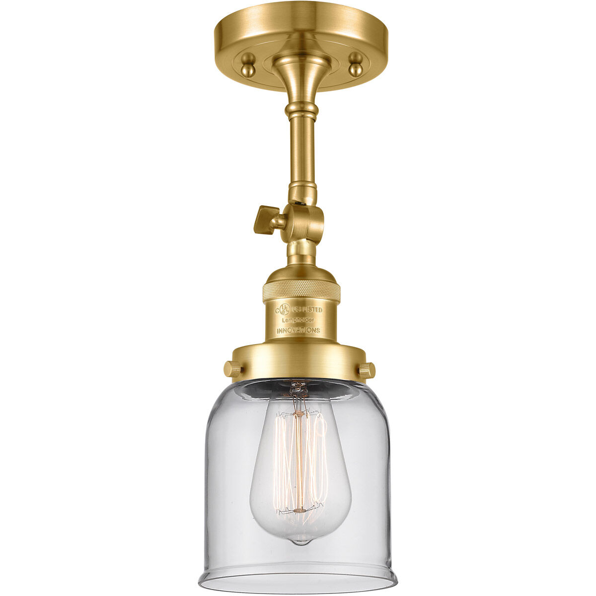 Franklin Restoration Small Bell LED 5 inch Satin Gold Sconce Wall Light in Clear Glass, Franklin Restoration