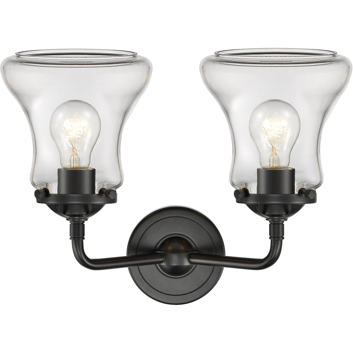 Nouveau Bellmont 2 Light 14 inch Oil Rubbed Bronze Bath Vanity Light Wall Light in Clear Glass, Nouveau