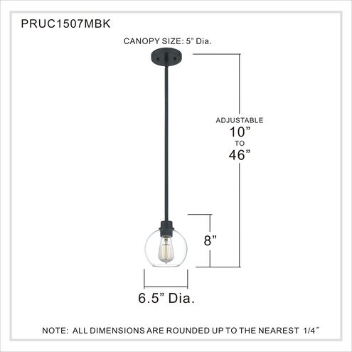 Pruitt 1 Light 7 inch Matte Black Mini Pendant Ceiling Light