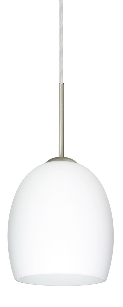 Lucia LED Satin Nickel Pendant Ceiling Light in Opal Matte Glass
