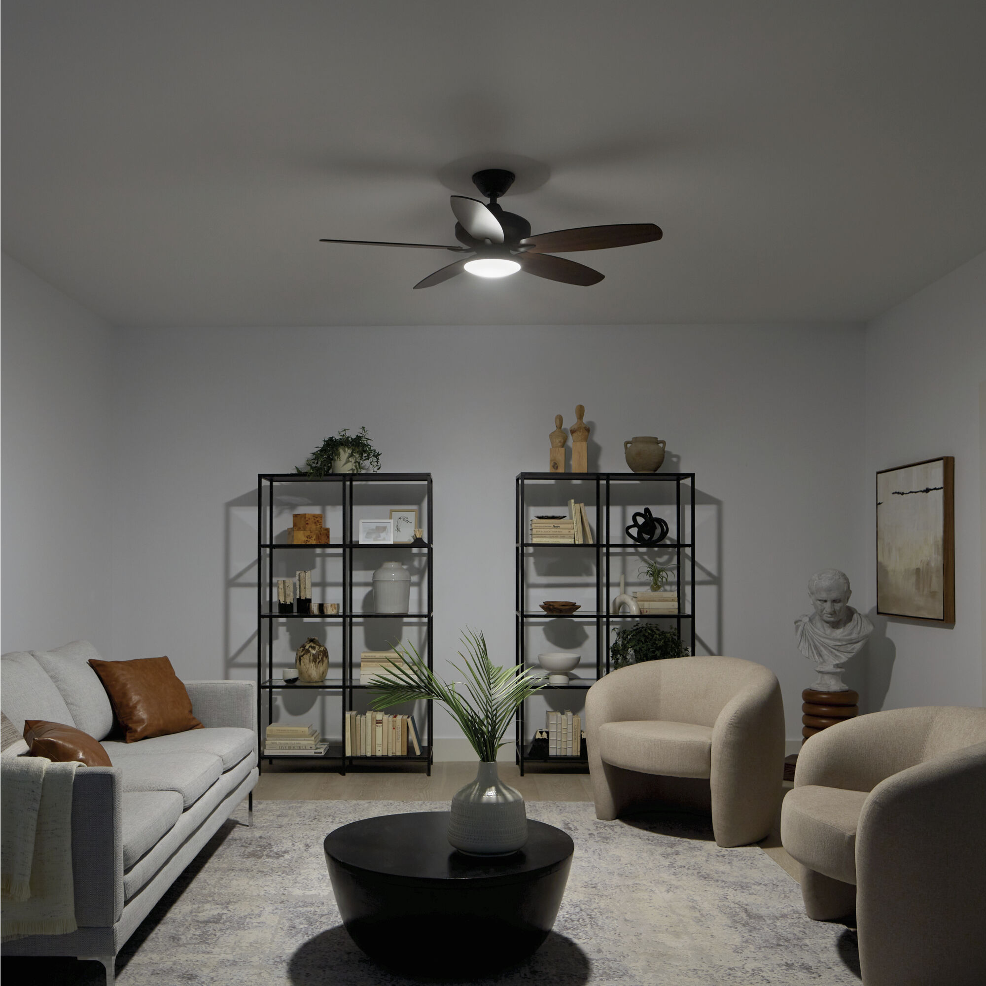 Renew Designer 52 inch Satin Natural Bronze with Walnut Blades Ceiling Fan