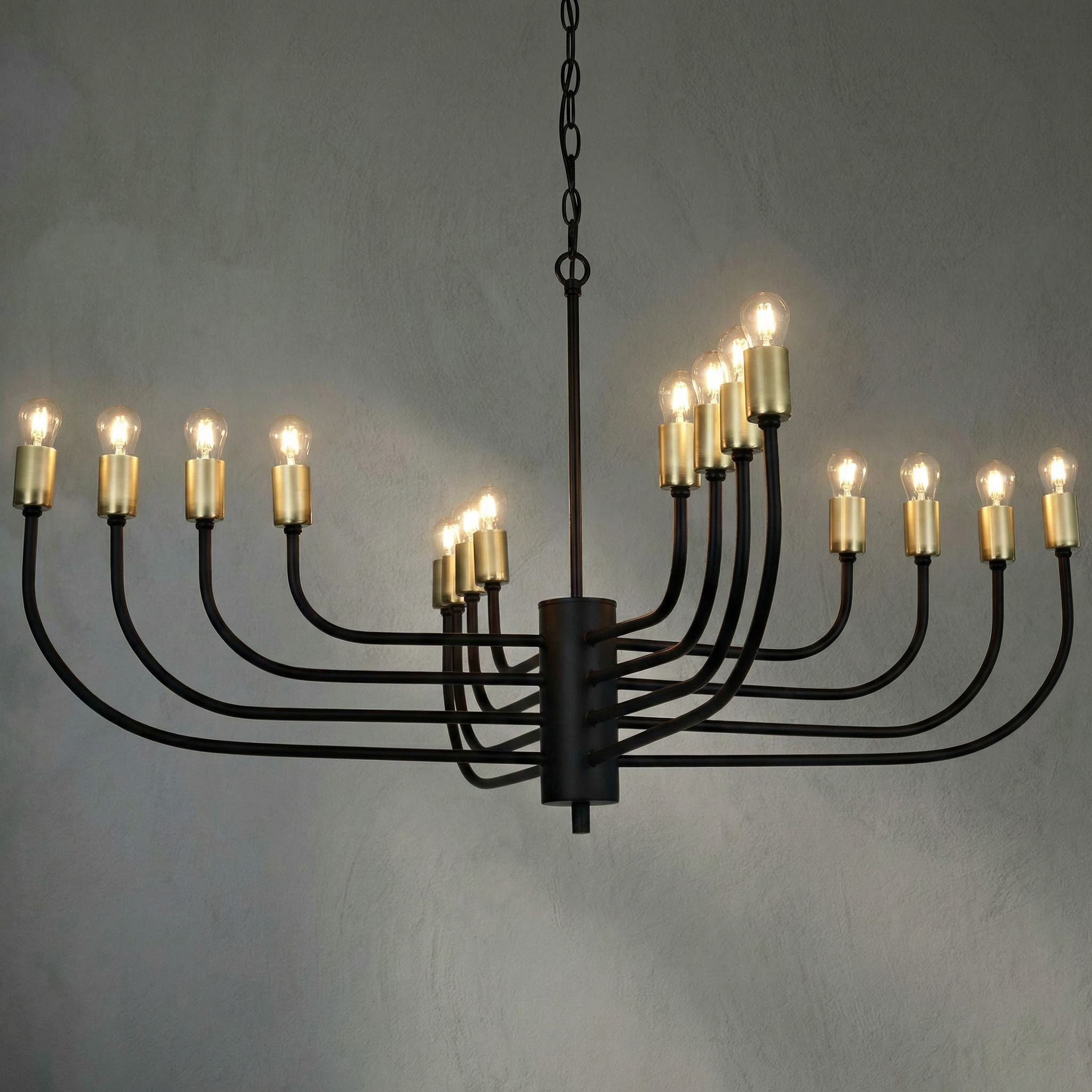 Claude 16 Light 46 inch Matte Black Chandelier Ceiling Light