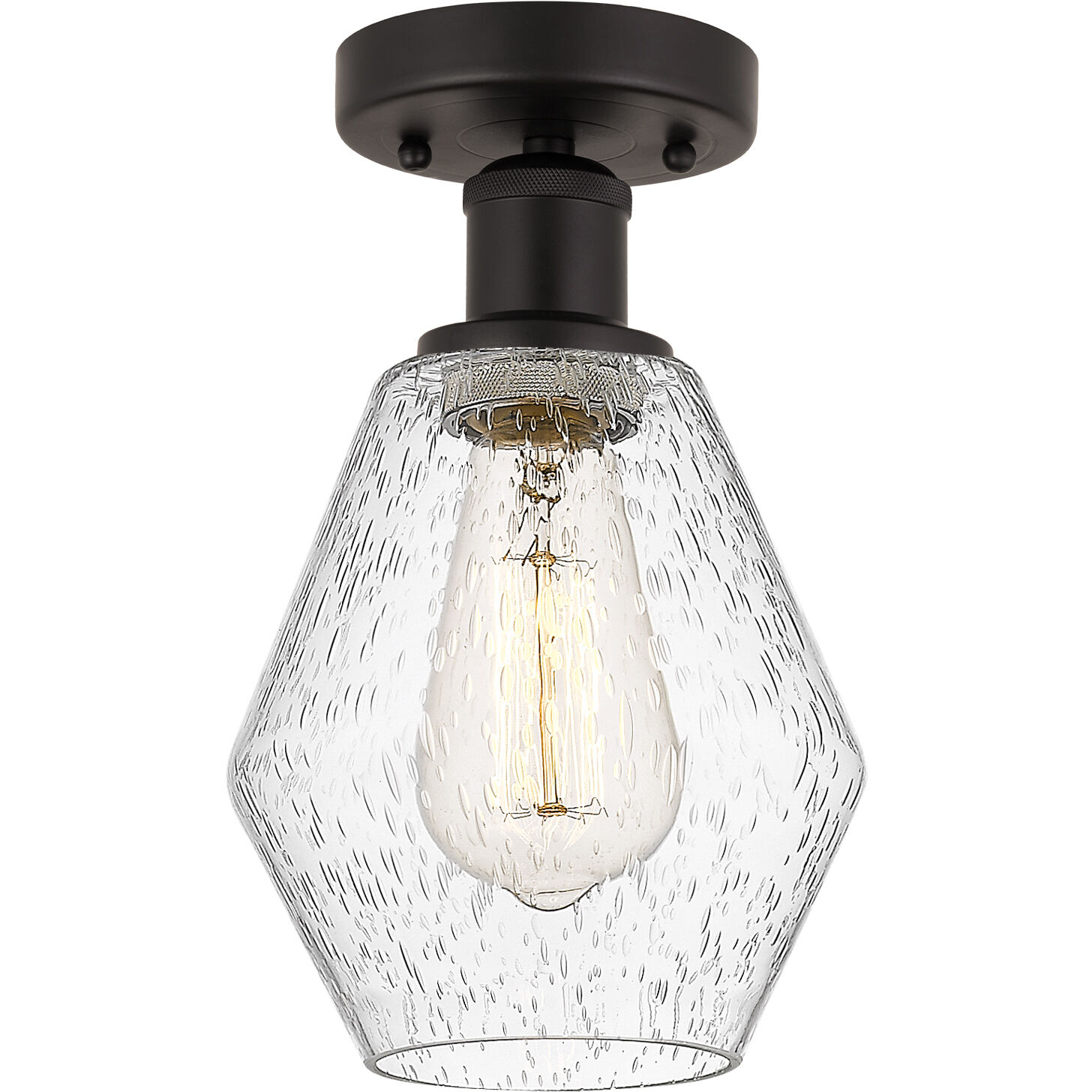 Edison Cindyrella 1 Light 6 inch Oil Rubbed Bronze Semi-Flush Mount Ceiling Light in Seedy Glass
