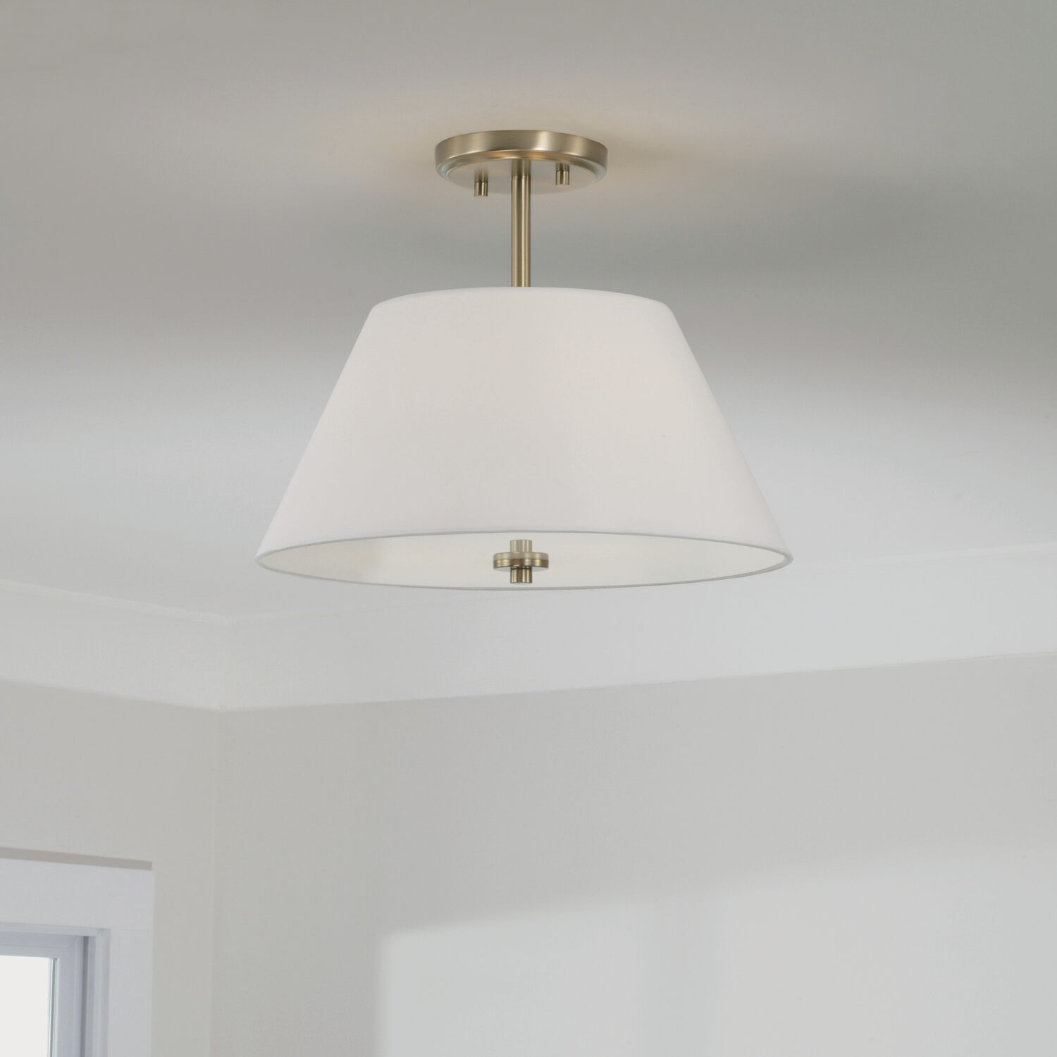 Parson 3 Light 15 inch Matte Brass Semi-Flush Ceiling Light, Convertible Dual Mount