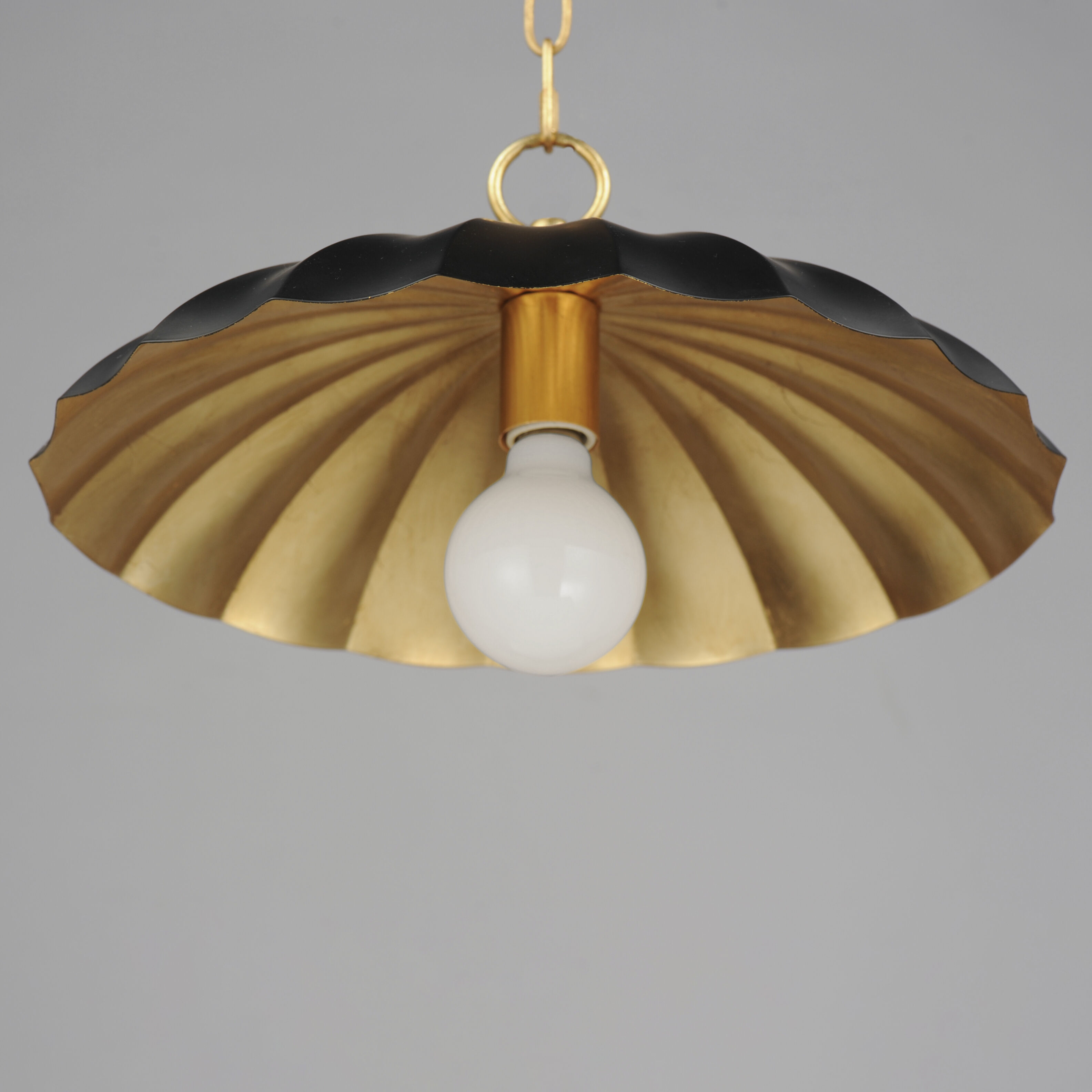 Primrose 1 Light 16 inch Black and Gold Leaf Single Pendant Ceiling Light