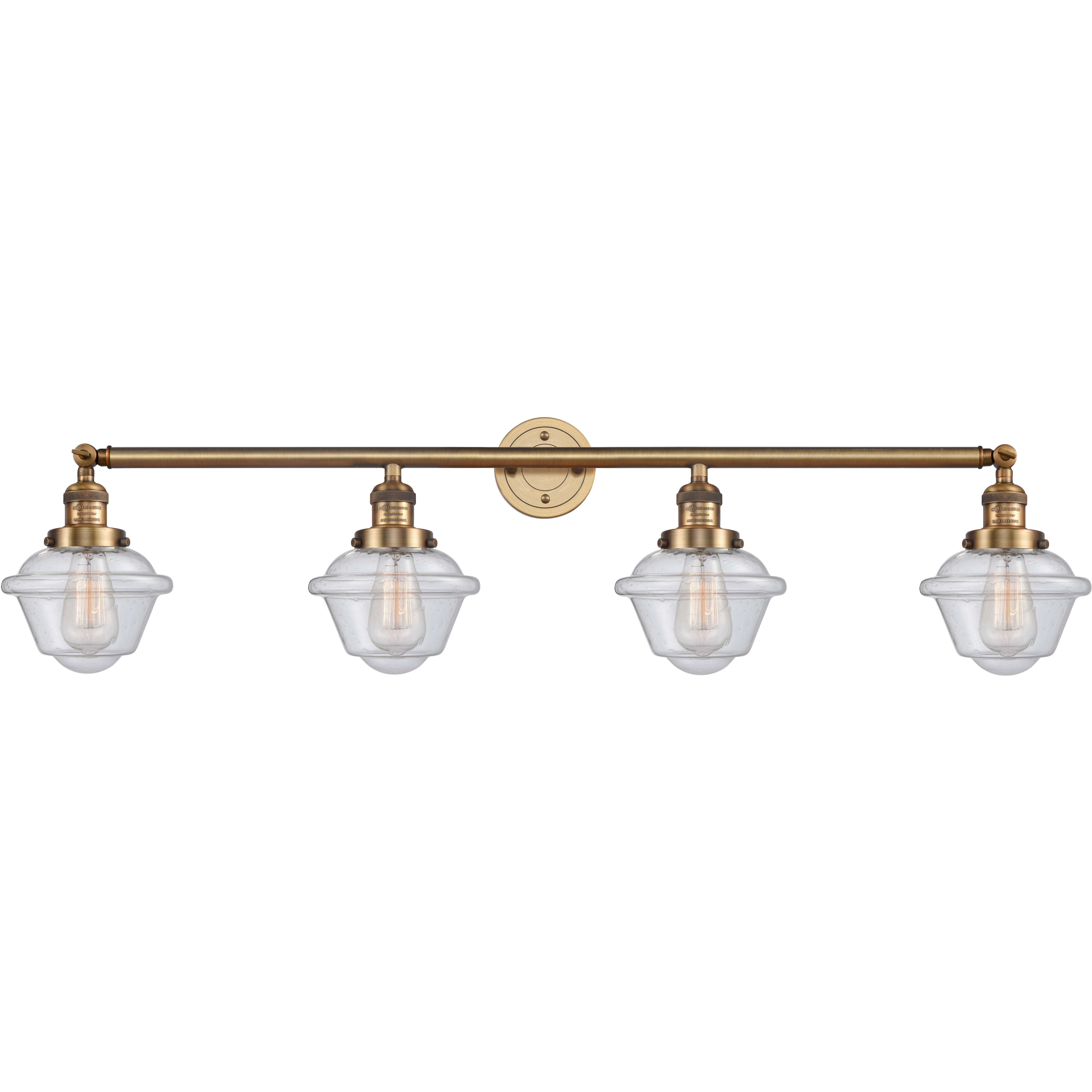 Franklin Restoration Small Oxford LED 46 inch Brushed Brass Bath Vanity Light Wall Light in Seedy Glass, Franklin Restoration