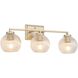 Elliott 3 Light 24.5 inch Brushed Champagne Bronze Vanity Light Wall Light in Ribbed Clear