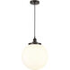 Beacon 1 Light 13.75 inch Oil Rubbed Bronze Mini Pendant Ceiling Light in Matte White Glass