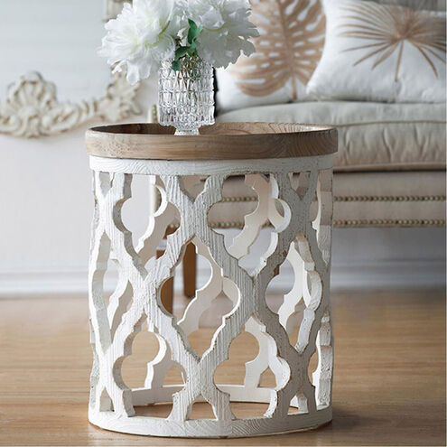 Anita 20 inch Distressed White Side Table