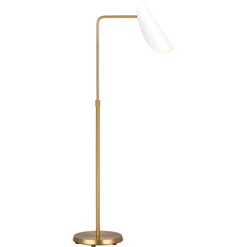 AERIN Tresa 56 inch 9 watt Matte White and Burnished Brass Task Floor Lamp Portable Light in Burnished Brass / Matte White