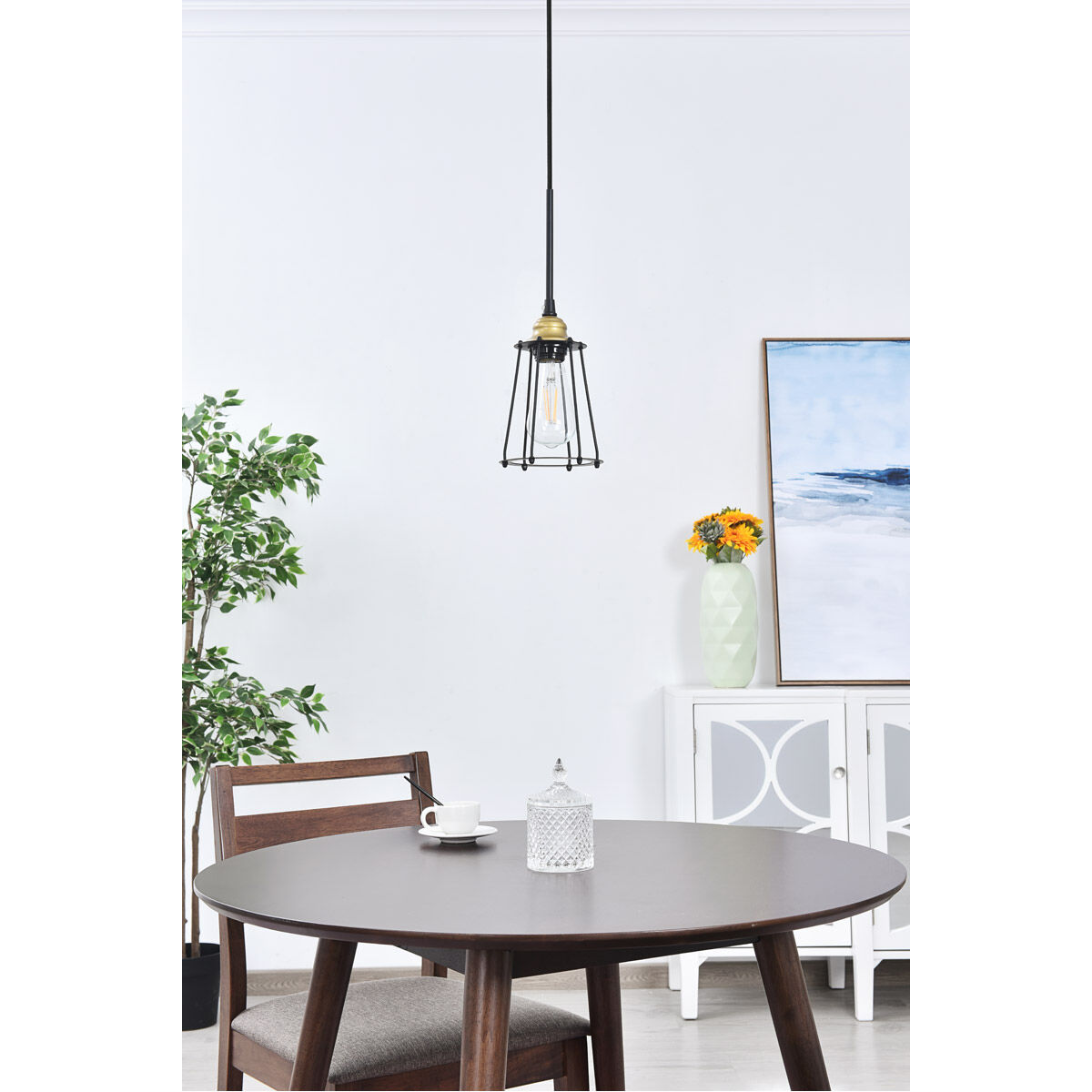 Auspice 1 Light 5.3 inch Brass and Black Pendant Ceiling Light