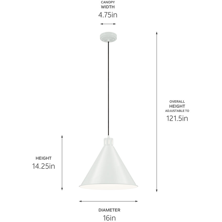 Zailey 1 Light White Pendant Ceiling Light