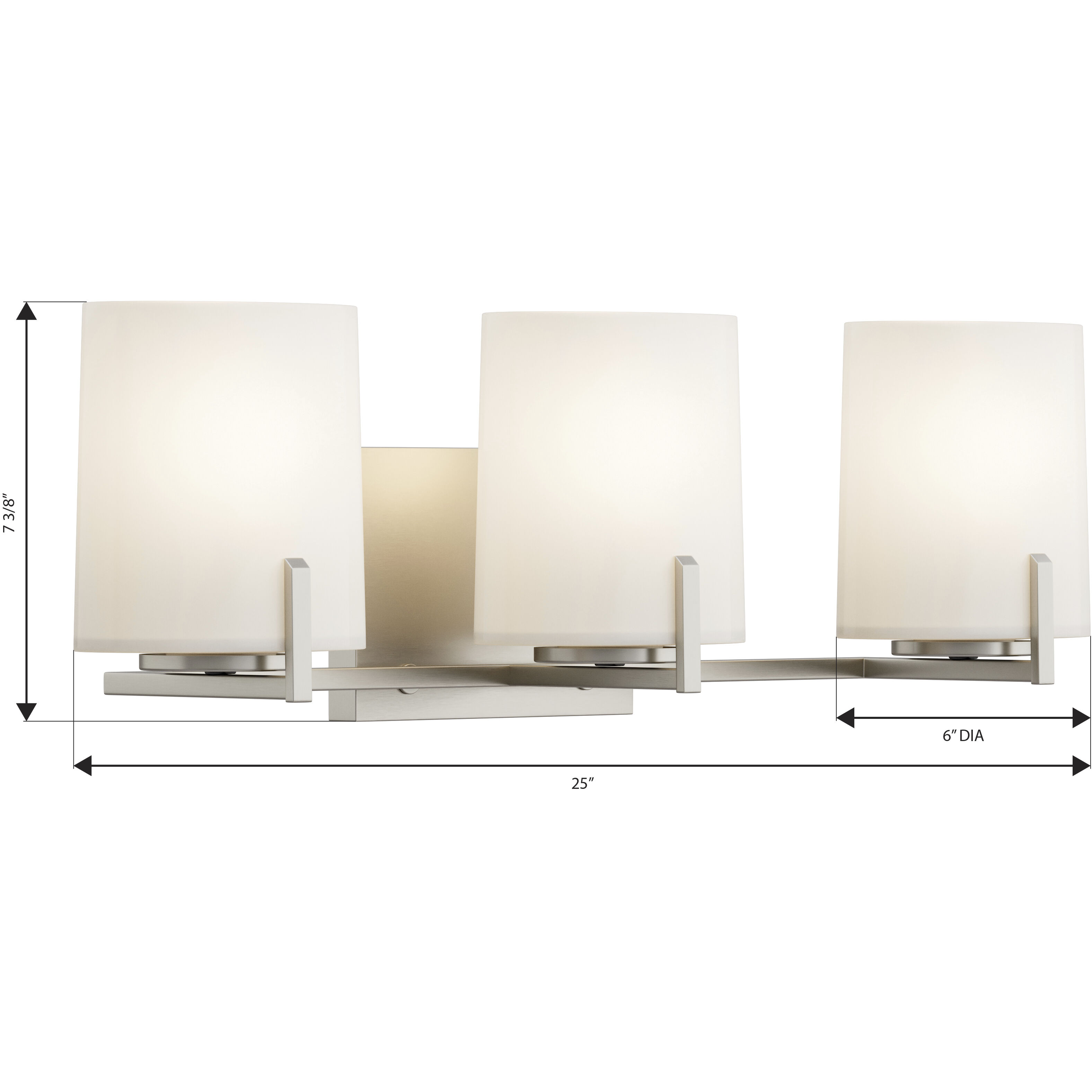 Mirelle 3 Light 25 inch Brushed Nickel Vanity Wall Light