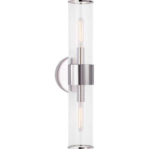 Kelly Wearstler Liaison 2 Light 5.25 inch Polished Nickel Bath Sconce Wall Light in Clear Glass, Medium