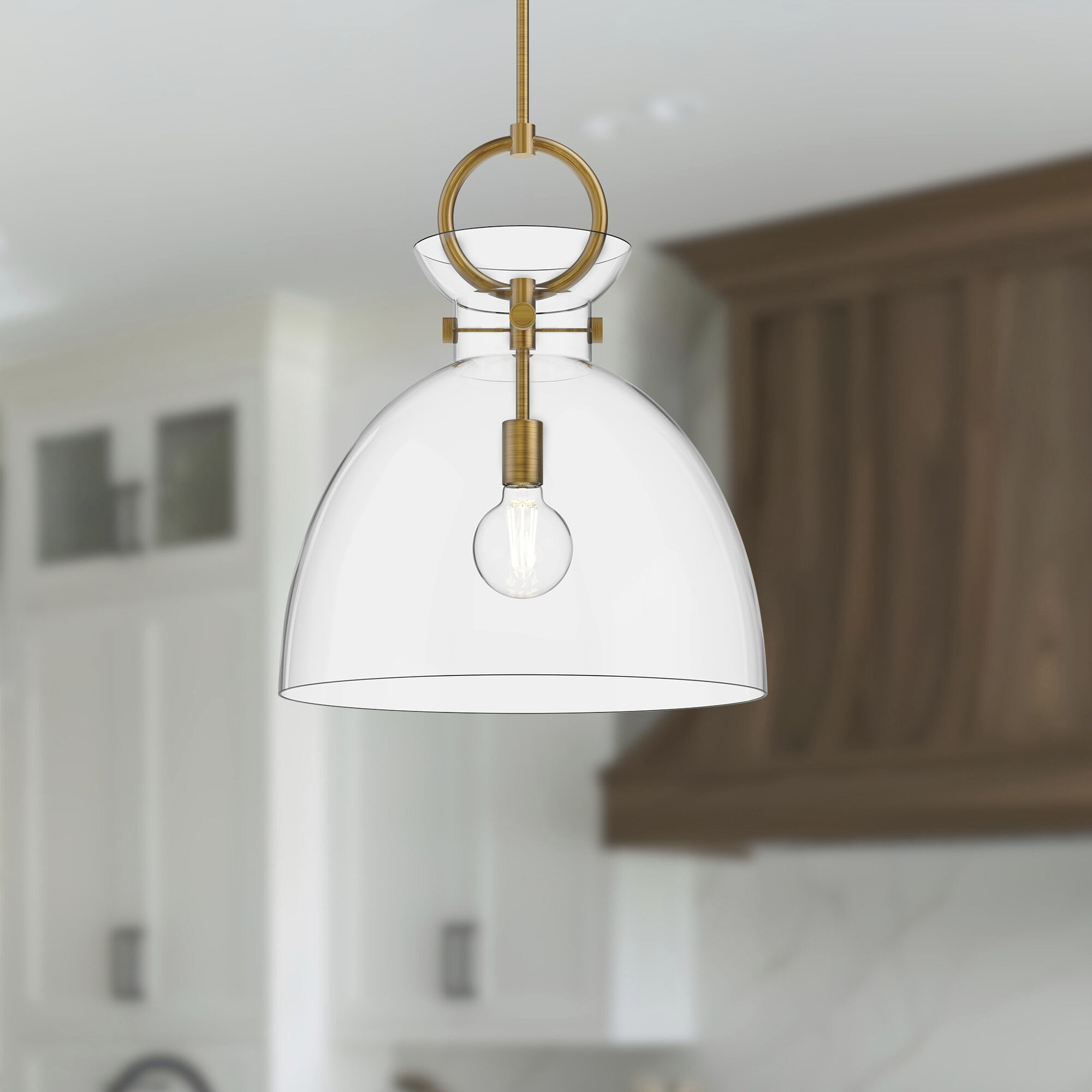 Alora Mood Waldo 1 Light 18 inch Aged Gold/Clear Pendant Ceiling Light in Clear Glass