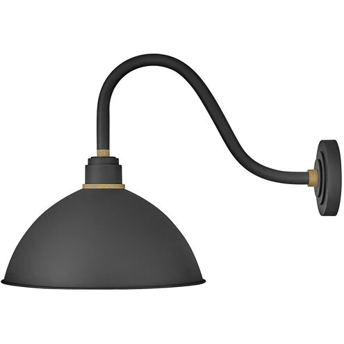 Foundry Dome Outdoor Barn Light in Textured Black, Gooseneck