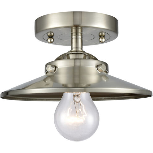 Nouveau Railroad 1 Light 8 inch Brushed Satin Nickel Semi-Flush Mount Ceiling Light, Nouveau