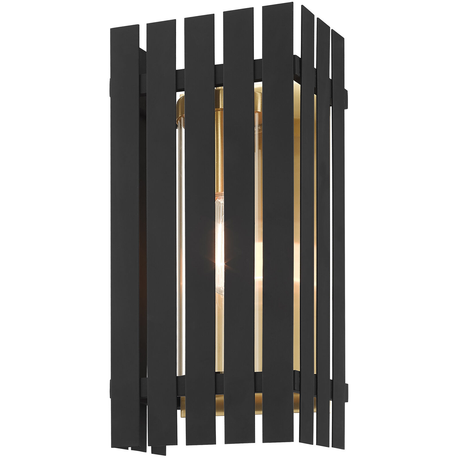 Greenwich 1 Light 17 inch Black with Satin Brass Accents Outdoor Wall Lantern