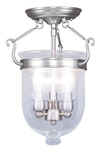 Jefferson 3 Light 10 inch Brushed Nickel Semi-Flush Mount Ceiling Light