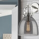 Downtown Urban Newton Bell Armed Sconce Wall Light in Polished Nickel, Plated Smoke